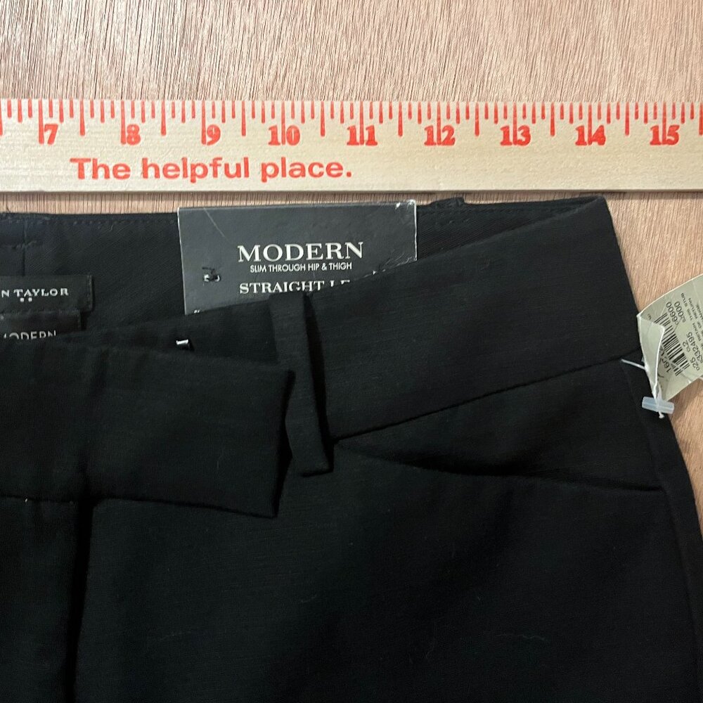 Ann Taylor Modern Straight Leg Pants Black Size 0 NWT Tailored Office - Picture 10 of 14